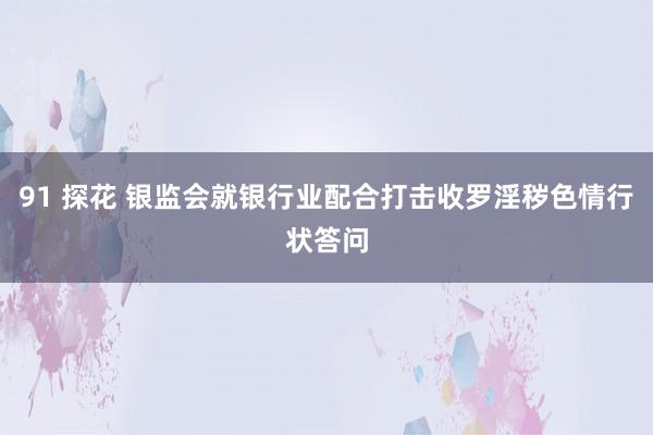 91 探花 银监会就银行业配合打击收罗淫秽色情行状答问